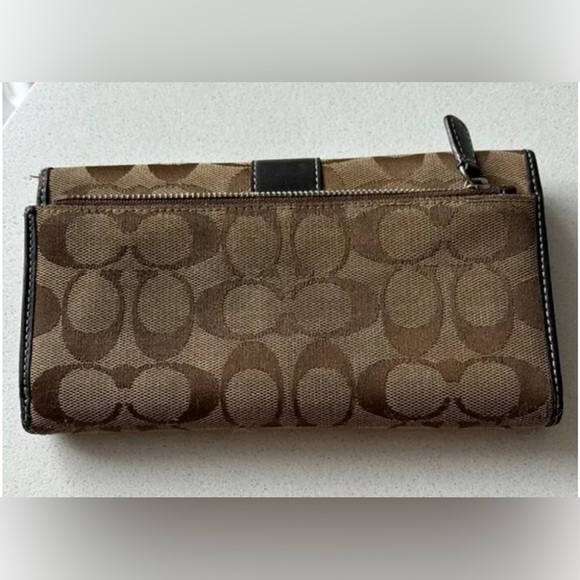 Coach Signature Brown and Tan Wallet - Picture 4 of 6